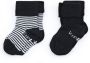 KipKep blijf-sokken 0-12 maanden set van 2 uni streep zwart wit Katoen 0-6 mnd - Thumbnail 1