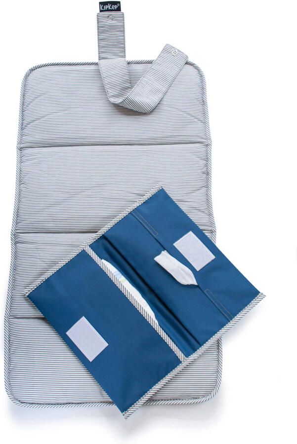 KipKep Napper combi: verschoonmatje + luieretui denim blue Blauw Effen