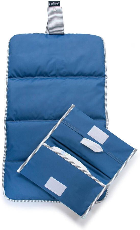 KipKep Napper combi: verschoonmatje + luieretui denim blue Blauw Effen - Foto 2