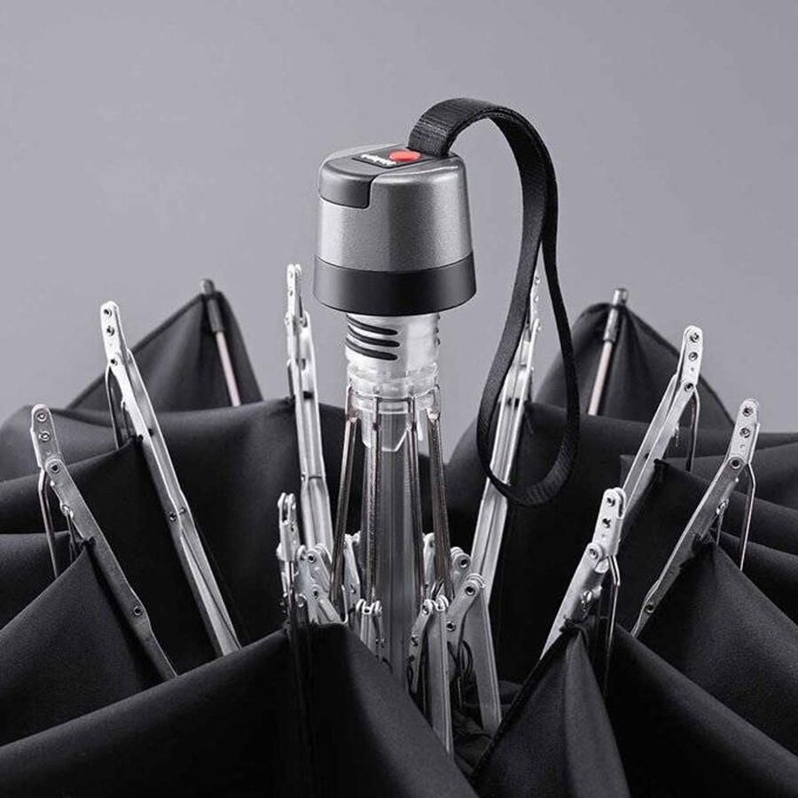 Knirps paraplu T.760 Stick Automatic zwart wit - Foto 2