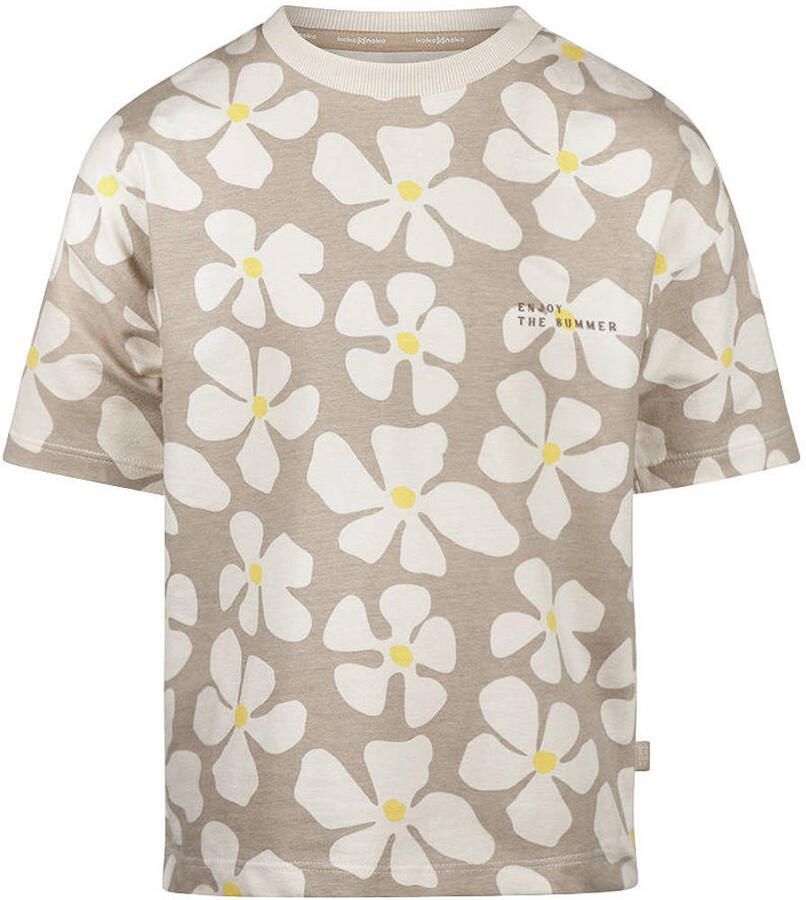 Koko Noko gebloemd T-shirt beige