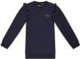 Koko Noko sweatjurk Nena met tekst en ruches donkerblauw Meisjes Stretchkatoen Ronde hals 122 128 - Thumbnail 1