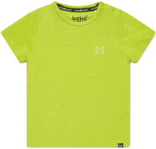 Koko Noko T-shirt Nigel neon geel Jongens Stretchkatoen (duurzaam) Ronde hals 122 128