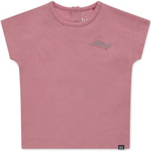 Koko Noko T-shirt Noemi met tekst roze Meisjes Stretchkatoen (duurzaam) Ronde hals 98 104