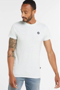 Kronstadt gestreept regular fit T-shirt met biologisch katoen aqua white