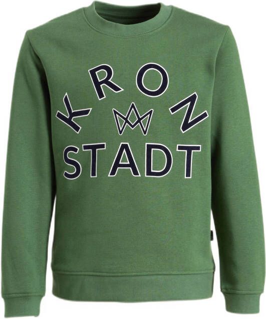 Kronstadt Kids sweater Lars met logo groen