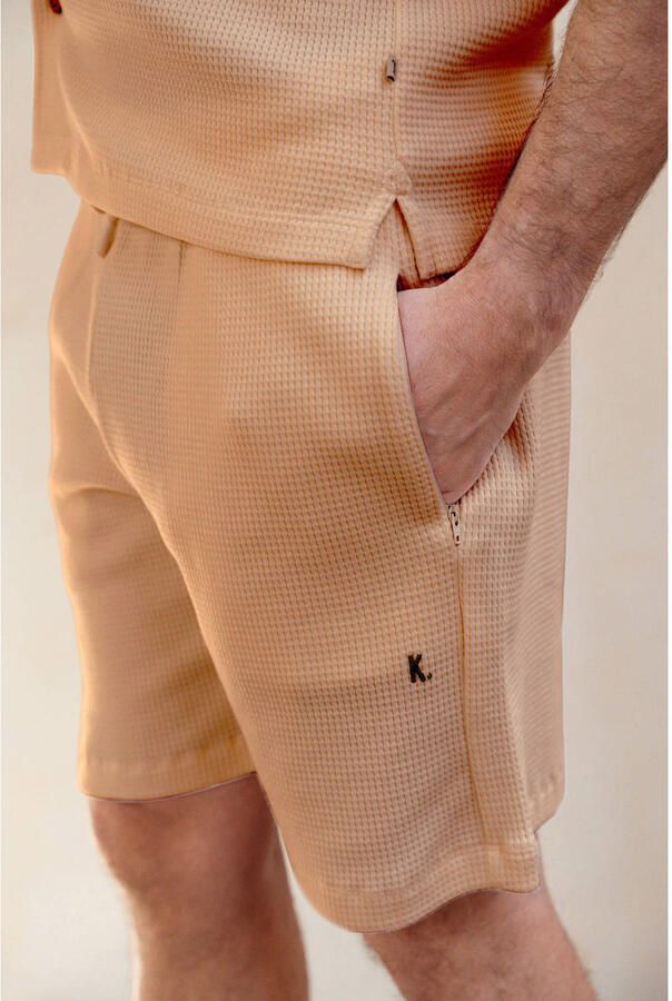 Kultivate Ezra regular casual short terra met textuur - Foto 2