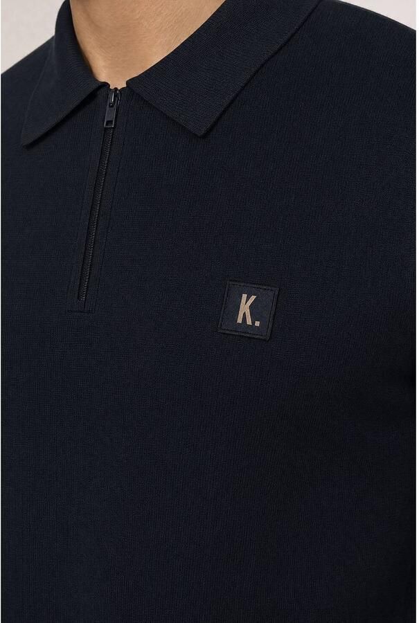 Kultivate katoenen regular fit gebreide trui dark navy - Foto 2