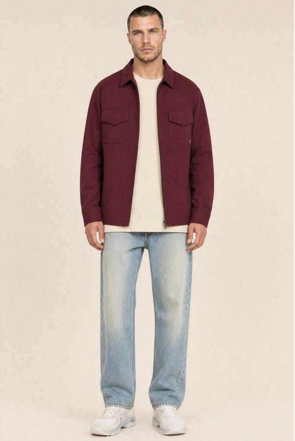 Kultivate regular fit overshirt donkerrood - Foto 2