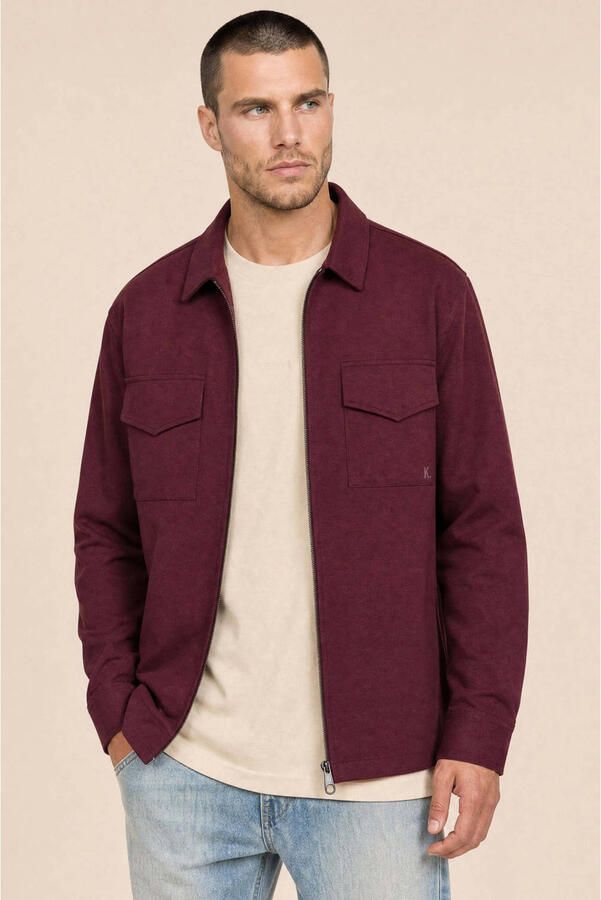 Kultivate regular fit overshirt donkerrood