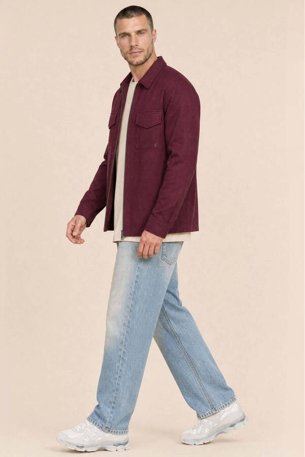 Kultivate regular fit overshirt donkerrood - Foto 3