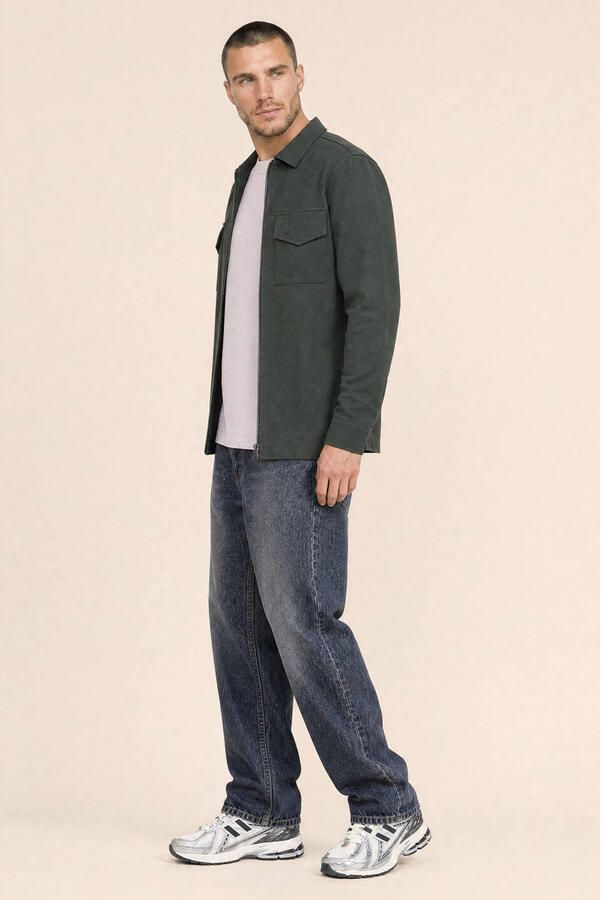 Kultivate regular fit overshirt groen - Foto 3