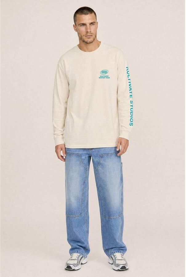 Kultivate oversized longsleeve met backprint beige - Foto 2