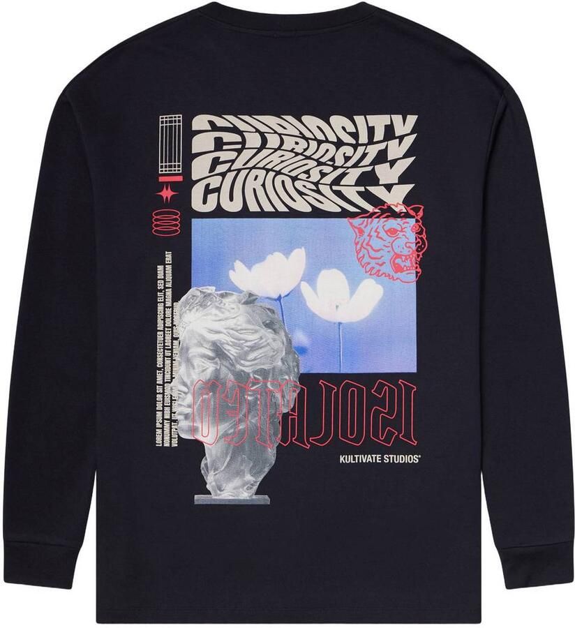 Kultivate oversized longsleeve met backprint donkerblauw - Foto 2