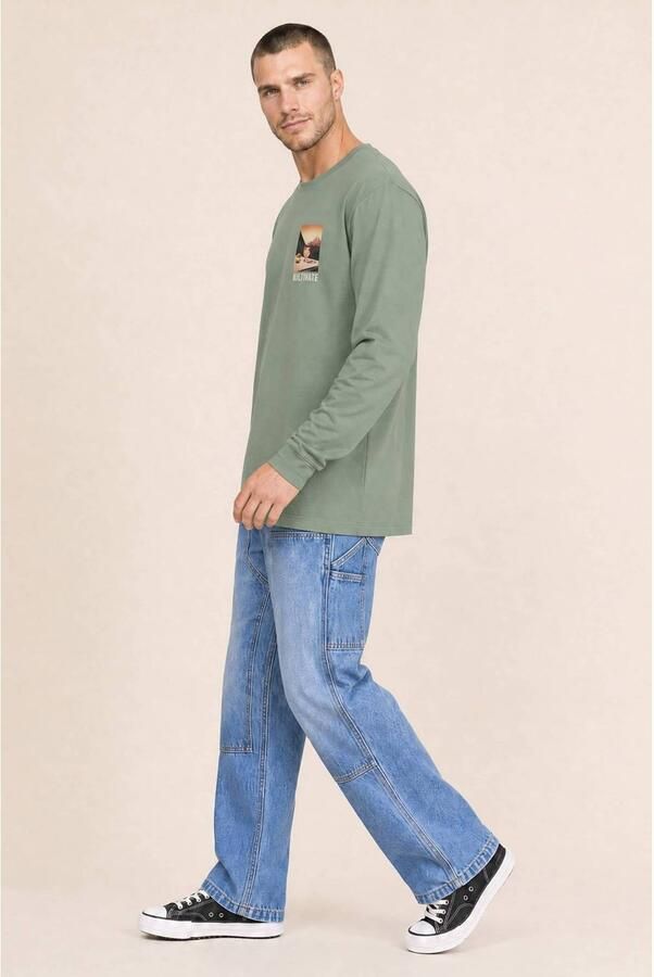 Kultivate oversized longsleeve met backprint groen - Foto 2