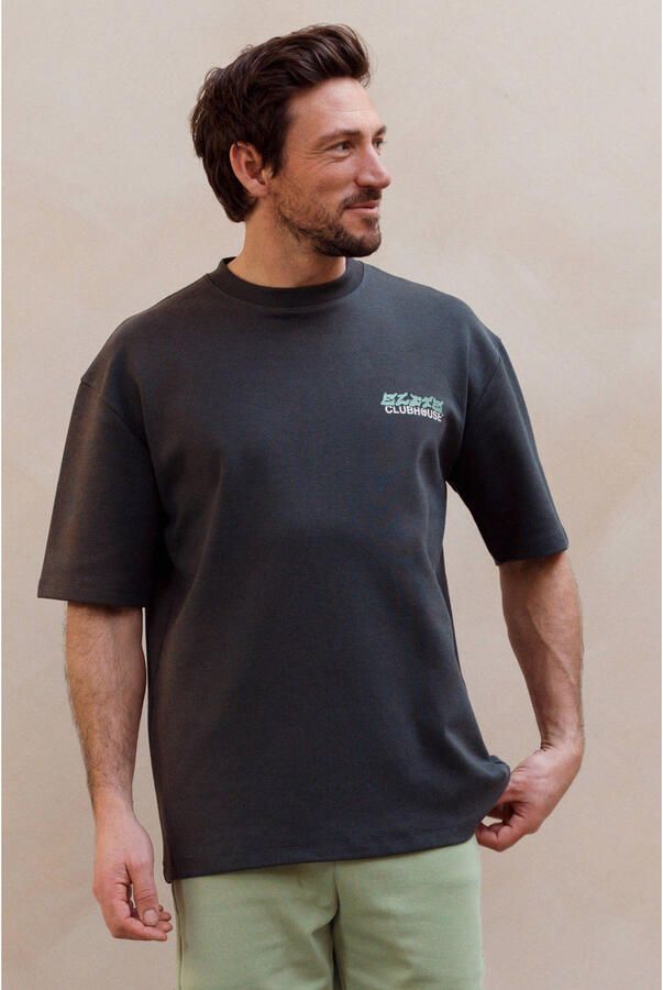 Kultivate oversized T-shirt met backprint antraciet