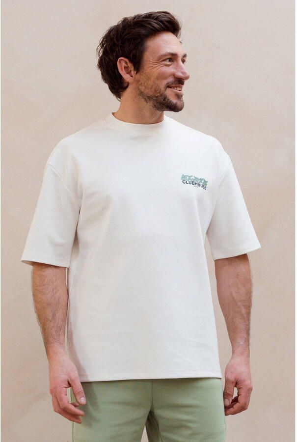 Kultivate oversized T-shirt met backprint ecru