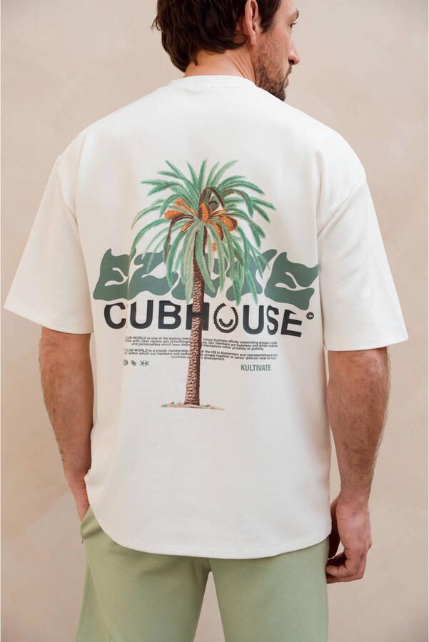 Kultivate oversized T-shirt met backprint ecru - Foto 3