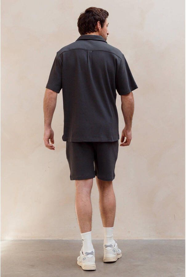 Kultivate regular casual overhemd met textuur antraciet - Foto 3