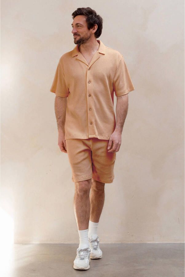 Kultivate Ezra regular casual short terra met textuur - Foto 3