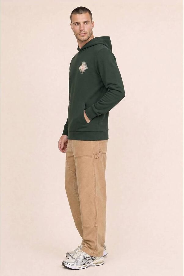 Kultivate regular fit hoodie met backprint donkergroen - Foto 3