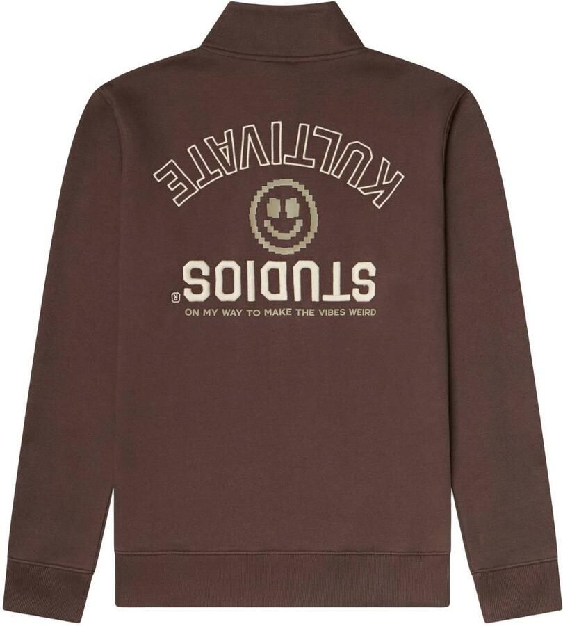 Kultivate regular fit sweater met backprint bruin - Foto 2