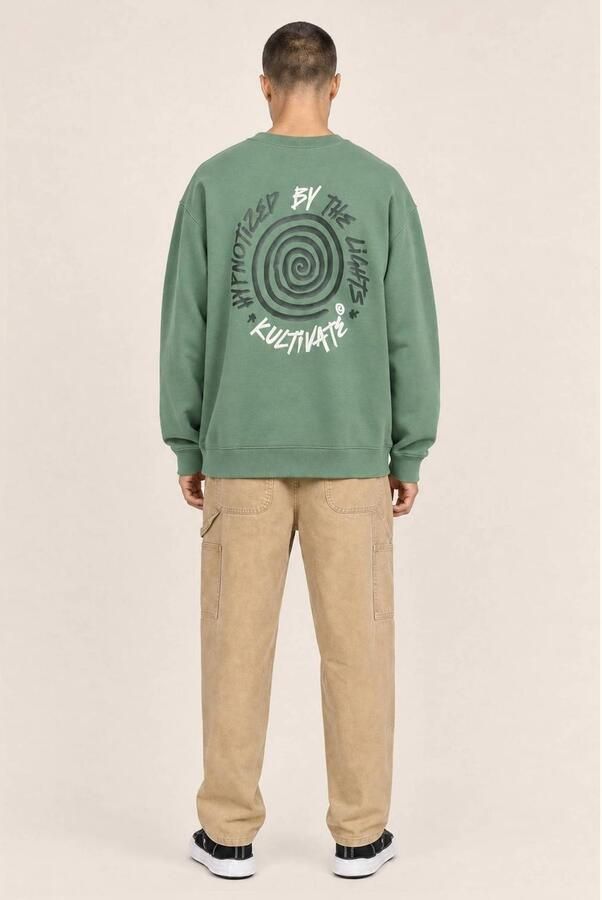 Kultivate regular fit sweater met backprint groen - Foto 3