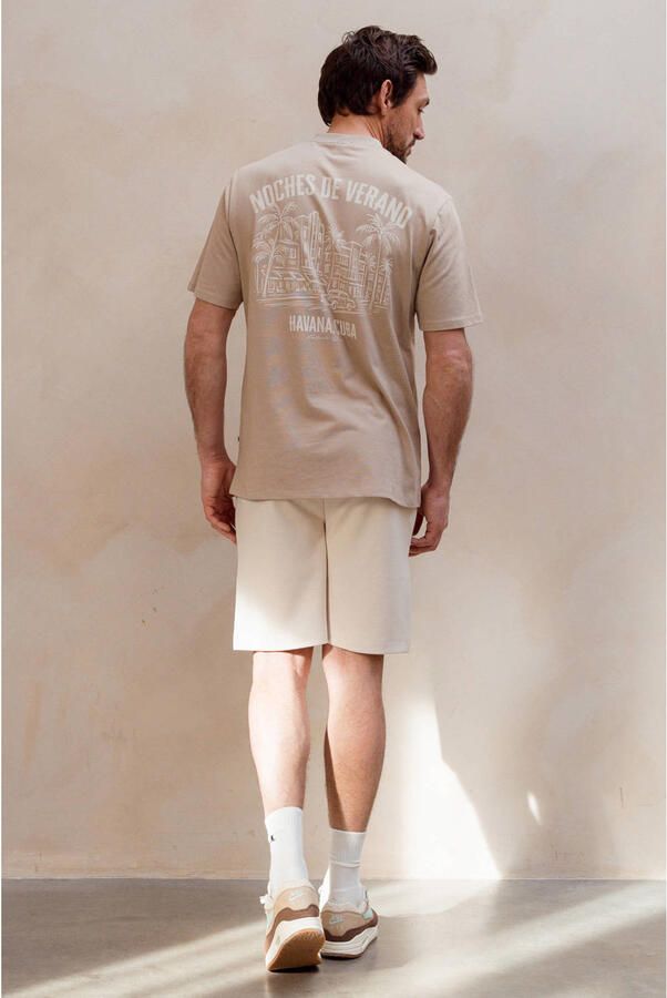 Kultivate regular fit T-shirt met backprint beige - Foto 3