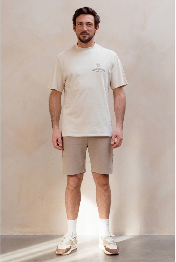 Kultivate regular fit T-shirt met backprint beige - Foto 2
