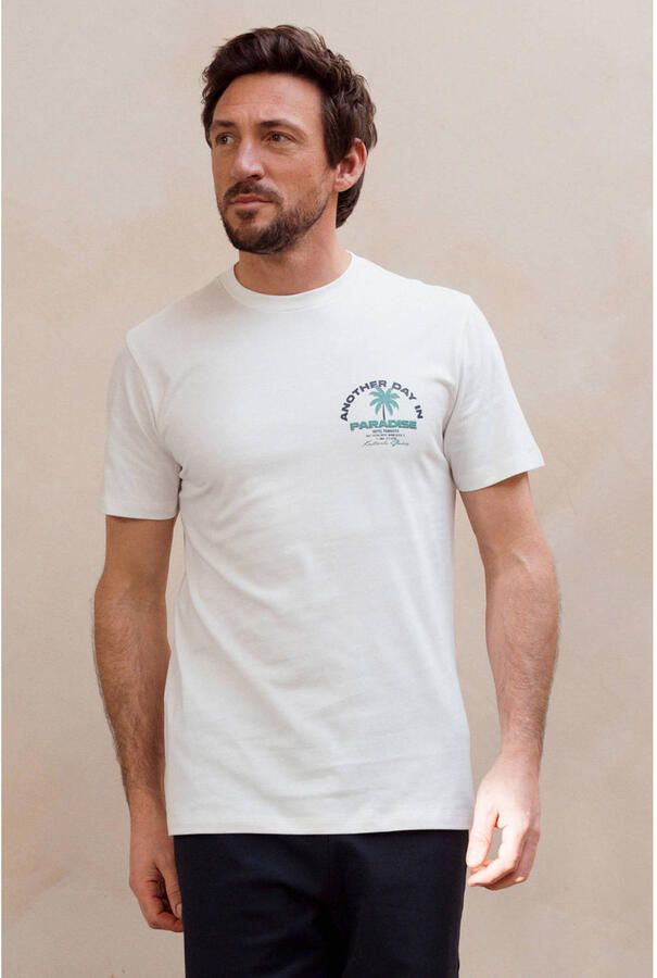 Kultivate regular fit T-shirt met print wit