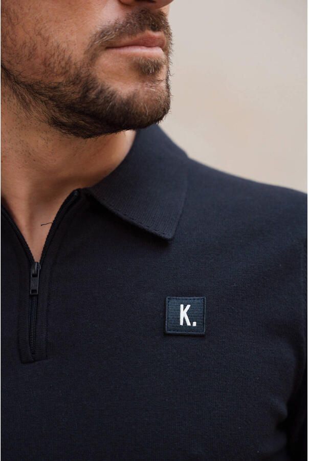 Kultivate regular polo fijn gebreid donkerblauw - Foto 2
