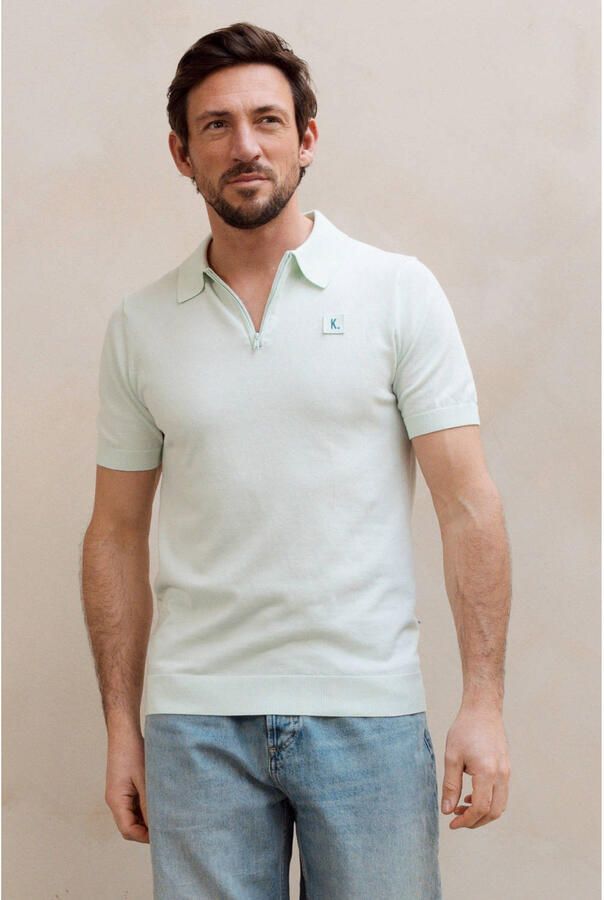 Kultivate regular polo fijn gebreid lichtgroen