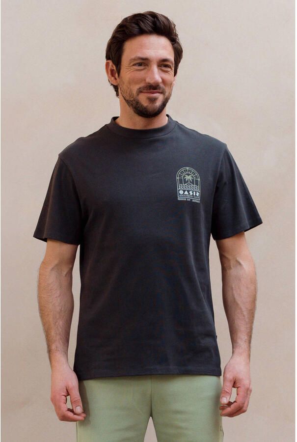 Kultivate regular T-shirt met backprint antraciet