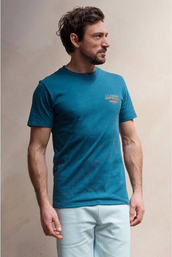 Kultivate regular T-shirt met backprint blauw