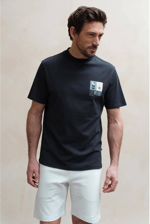 Kultivate regular T-shirt met backprint donkerblauw