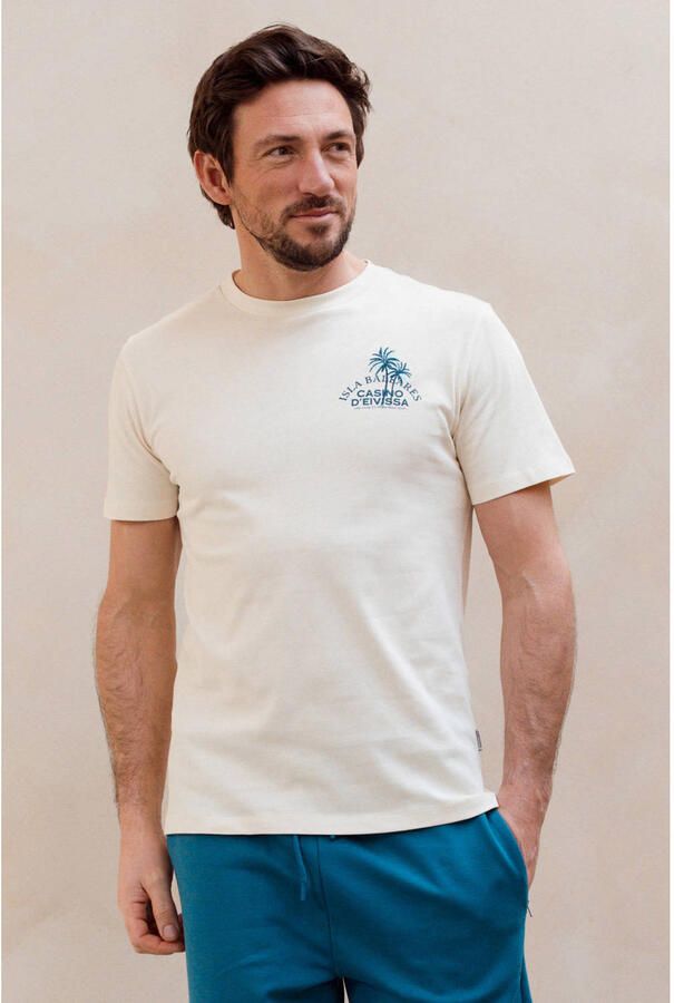 Kultivate regular T-shirt met backprint ecru