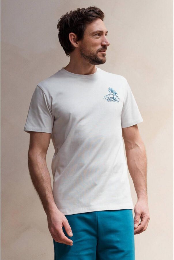 Kultivate regular T-shirt met backprint lichtblauw