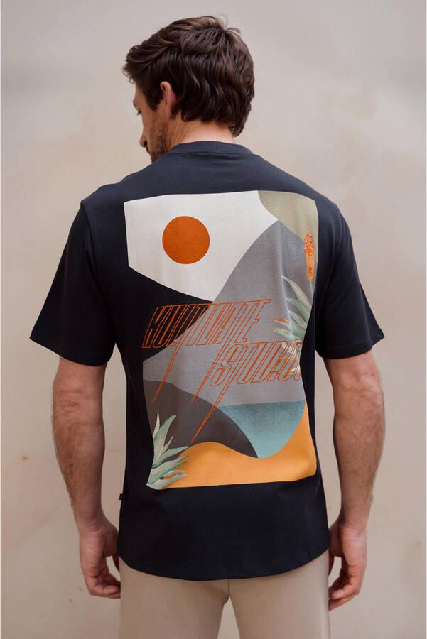 Kultivate relaxed fit T-shirt met backprint donkerblauw - Foto 3