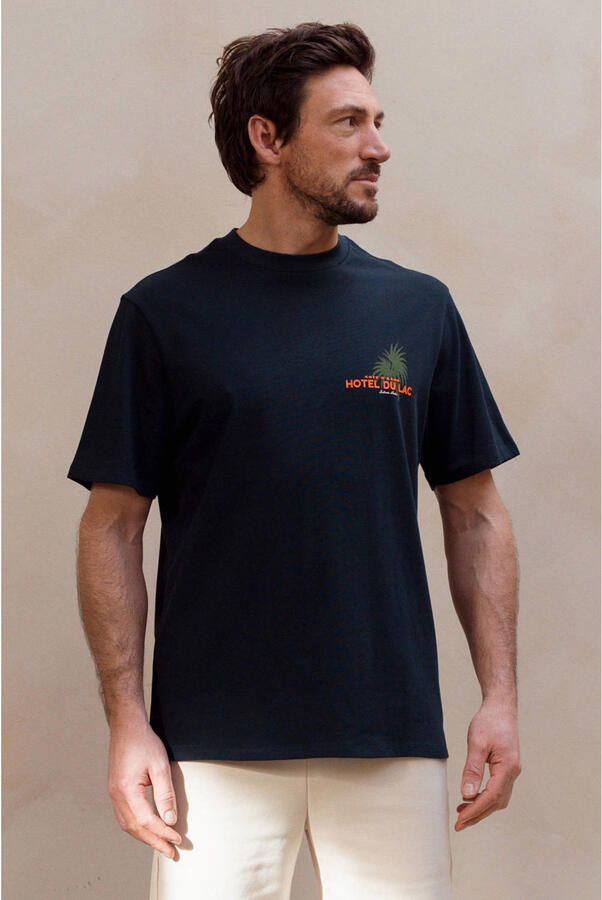 Kultivate relaxed fit T-shirt met backprint donkerblauw