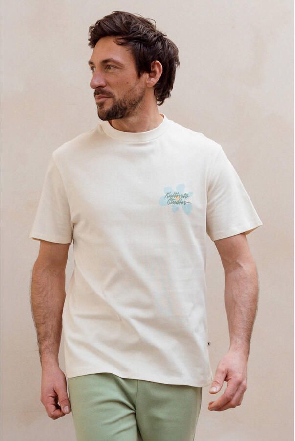 Kultivate relaxed gebloemd T-shirt met backprint ecru