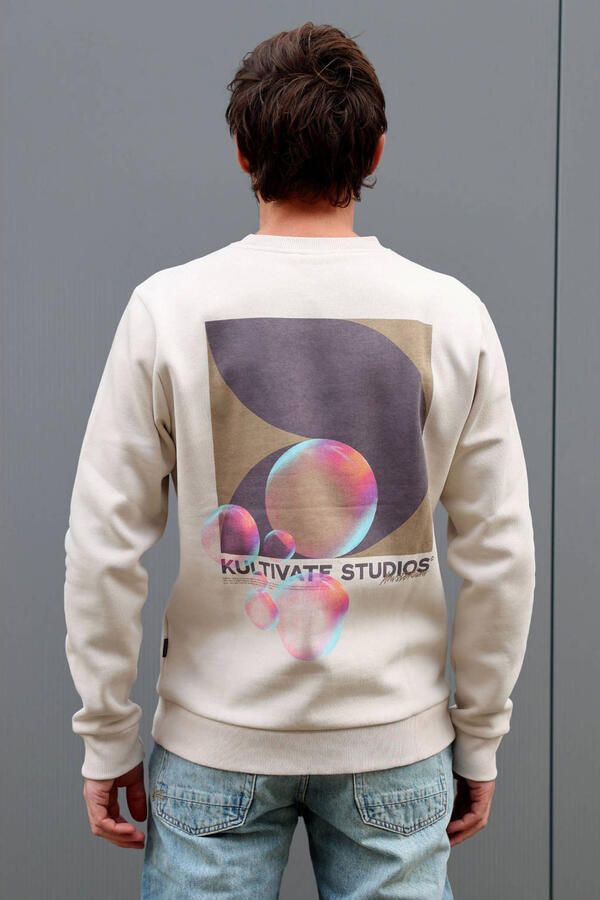 Kultivate sweater met backprint beige - Foto 3