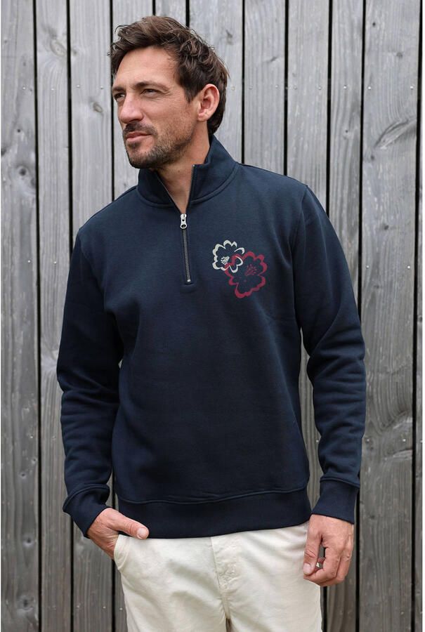 Kultivate sweater met backprint donkerblauw