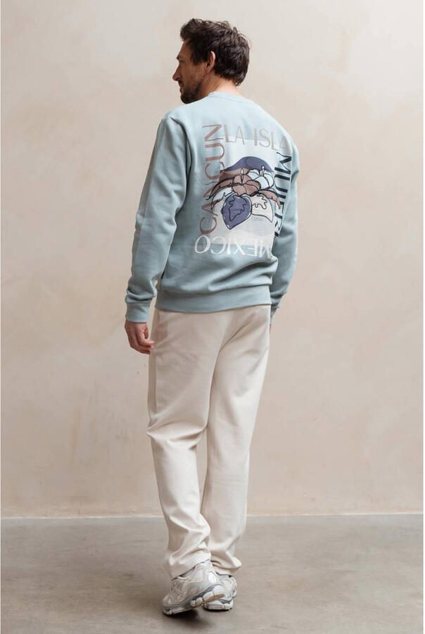 Kultivate sweater met backprint grijsblauw - Foto 2