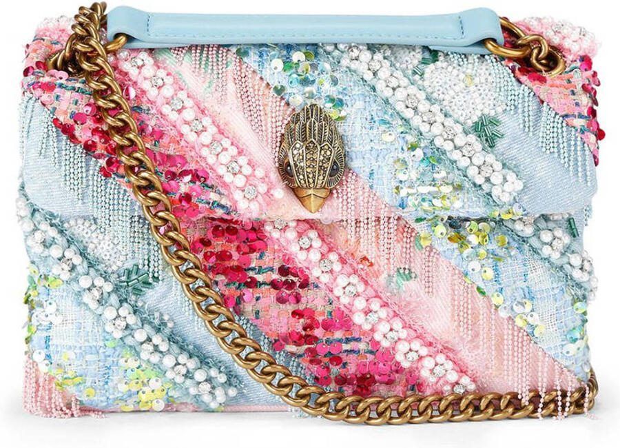 Kurt Geiger crossbody tas Kensington met pailletten blauw roze