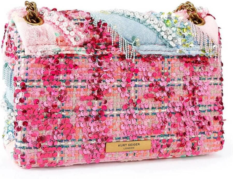 Kurt Geiger crossbody tas Kensington met pailletten blauw roze - Foto 3