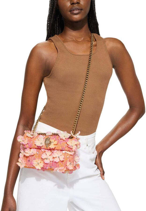 Kurt Geiger crossbody tas Mini Kensington met bloemen oranje roze