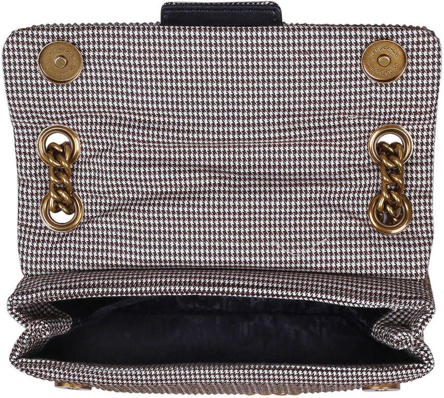 Kurt Geiger crossbody tas Mini Kensington met studs en pied-de-poule print zwart wit