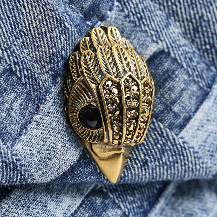 Kurt Geiger denim crossbody tas Kensington Large blauw