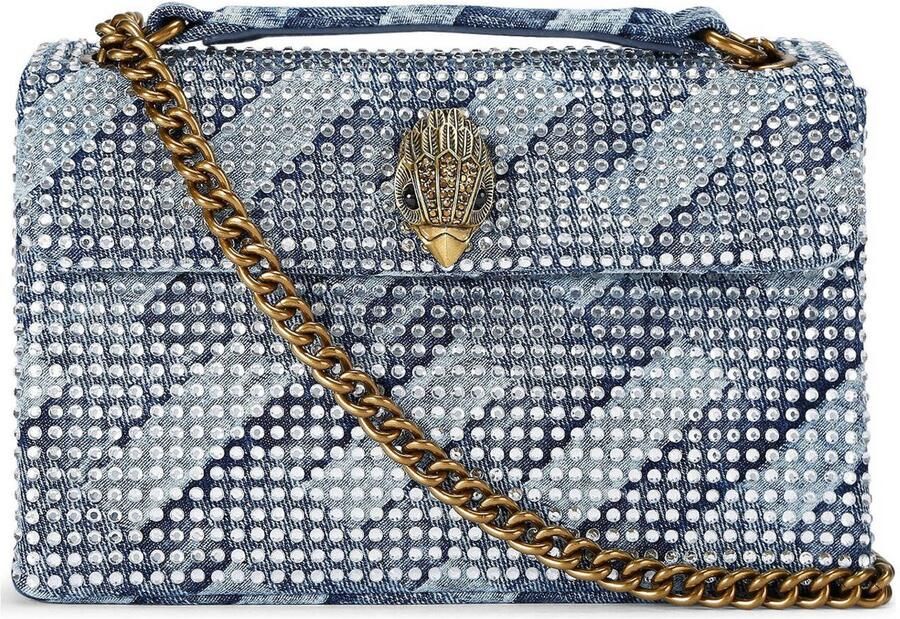 Kurt Geiger denim crossbody tas Kensington met strass blauw - Foto 3