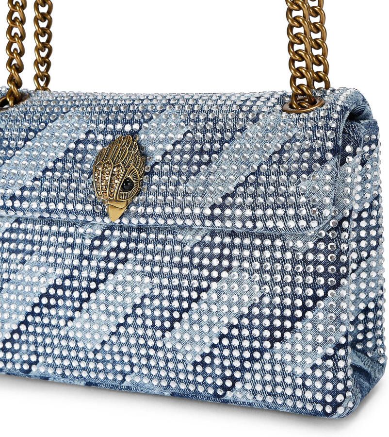 Kurt Geiger denim crossbody tas Kensington met strass blauw